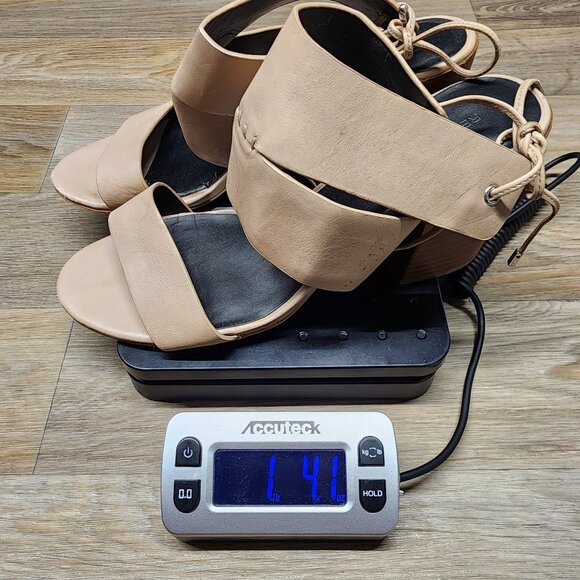 Rebecca Minkoff Women's Size 8.5 Beige Leather Strappy Block Heel Sandals - Picture 11 of 11